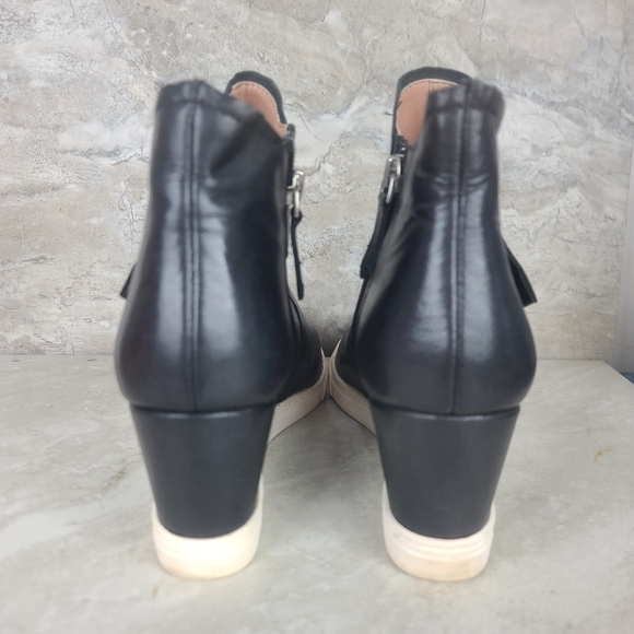 Linea Paolo Black Leather Freshton High Top Wedge Sneakers 8 - Picture 6 of 12